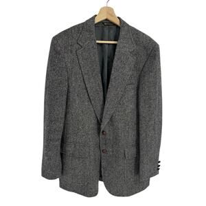 Vintage Lanshire Union Fashion Blazer 42 44 Wool Herringbone USA Sport Coat Grey